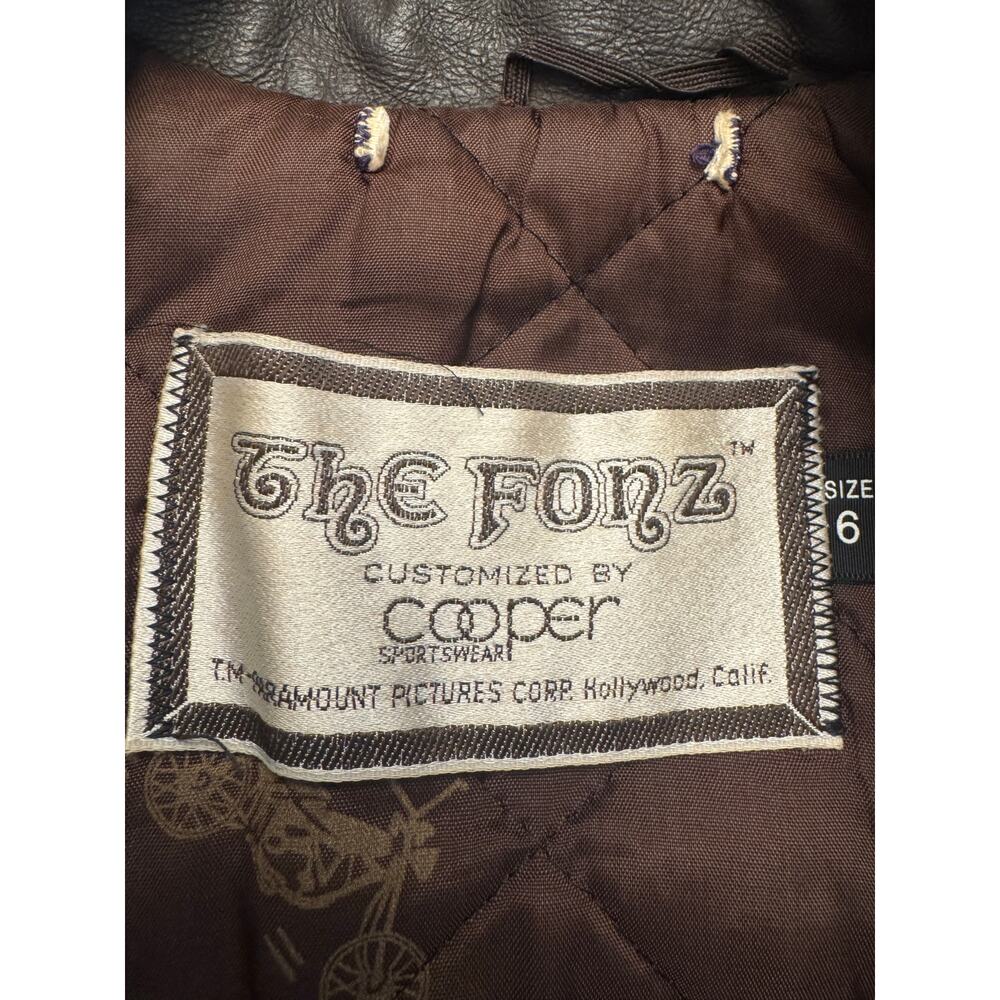 Vintage The Fonz jacket brown leather jacket kids size 6 Customized by Cooper - Picture 5 of 5